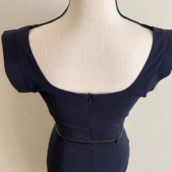 Black Halo Classic Jackie O Navy Blue Sheath Dress Size 2 - Picture 11 of 12